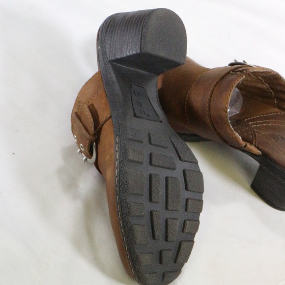 BORN SHOES Brown Leather Buckle Strap Mules Sz 7 US Women - Picture 8 of 8